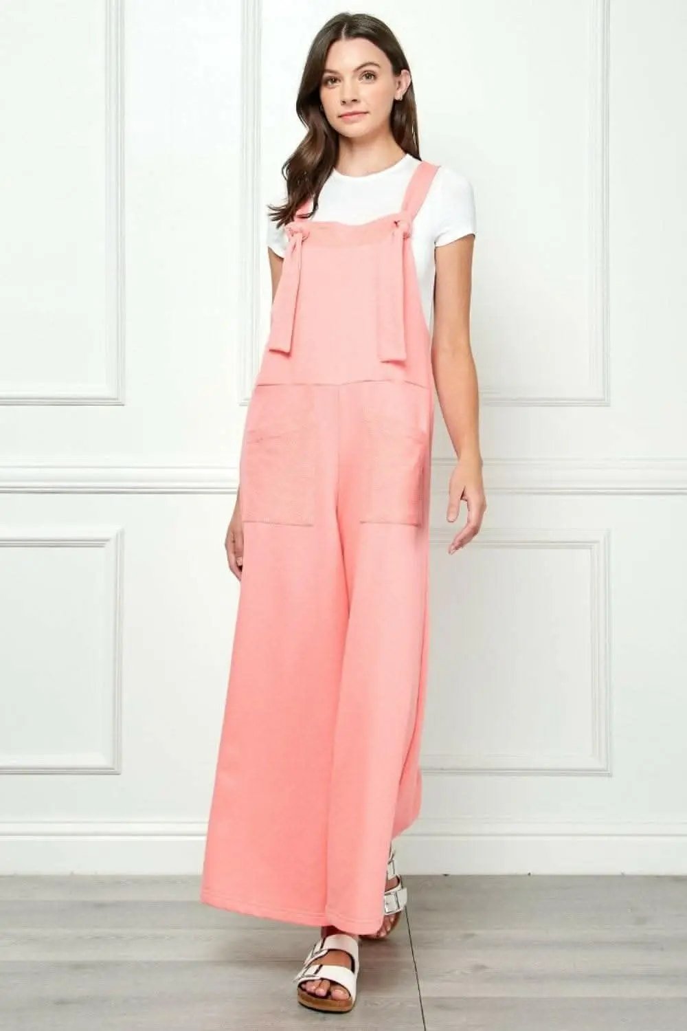 Veveret Wide Strap French Terry Overalls - Love Salve